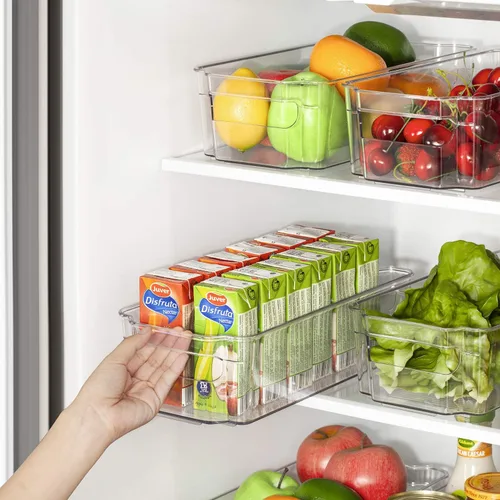 Vista 5 de HOOJO Organizadores de refrigerador y almacenamiento - 10 contenedores de plástico transparente para refrigerador, congelador, armario de cocina