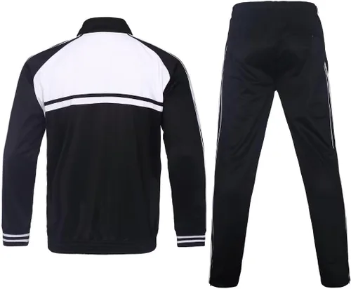 Vista 2 de Megub Conjunto deportivo de 2 piezas para hombre, casual para hombres altos y grandes, conjunto de traje deportivo a rayas laterales