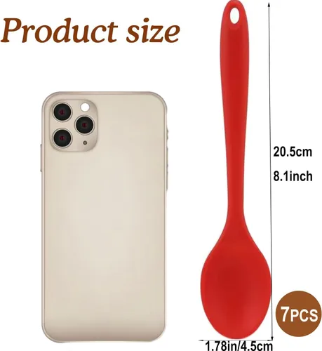 Vista 2 de Vituer - Juego de 7 cucharas de silicona para servir, resistentes al calor, cucharas de cocina antiadherentes para cocinar, cucharas de servir