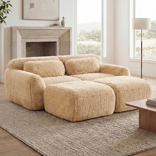 Vista 37 de Sofás seccional modular de 80" sin huesos modernos para sala de estar, juego de sofás comprimidos de 2 plazas con asiento profundo, sin necesidad