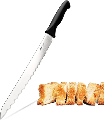 Vista 3 de KUNIFU Juego de tijeras de cocina y cuchillos para pan dentados múltiples