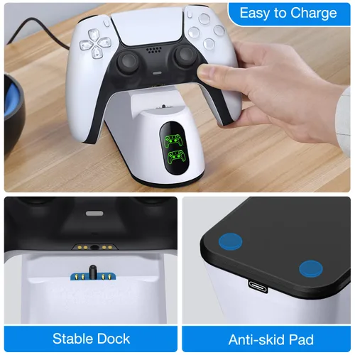 Vista 6 de PS5 Controller Charging Station, PS5 Charging Station with Fast Charging AC Adapter 5V3A for Playstation 5 Controller, Playstation 5 Charging Stand