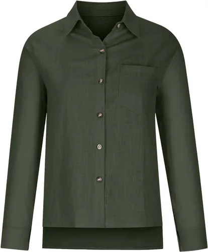 Vista 3 de Women's Striped Button Up Blouse Trendy Business Tops Dressy Soft Cotton Linen Tops Casual Long Sleeve Tops Fall Shirt