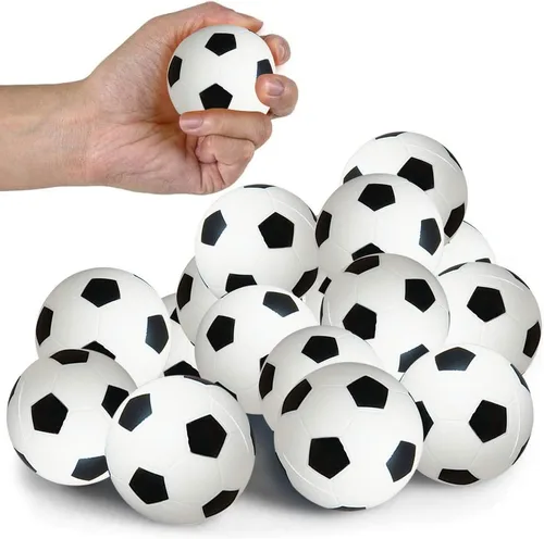 Vista 4 de ArtCreativity Paquete de 12 pelotas de estrés de fútbol de 2.5 pulgadas Bolsas de regalos de fútbol, pequeños juguetes de espuma suave para niños