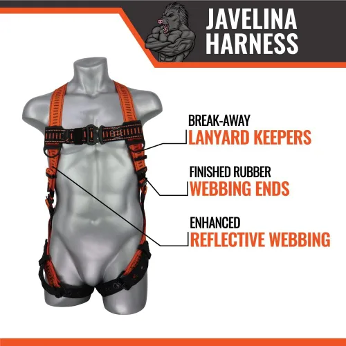 Vista 3 de Malta Dynamics Javelina - Arnés de seguridad para protección contra caídas, ligero, cómodo arnés de construcción, lengüeta y hebilla