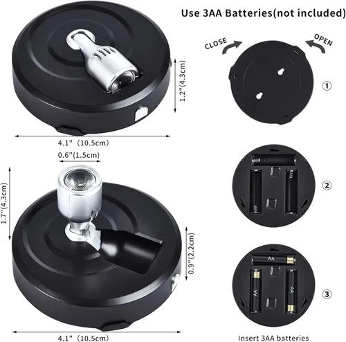 Vista 5 de Focos LED inalámbricos, paquete de 2 luces de acento con control remoto, luces inalámbricas de imagen con cabezal giratorio, iluminación