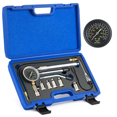 Vista 9 de Kit de probador de compresión de motor Orion Motor Tech, kit de probador de compresión de cilindro de 9 piezas con probador de bujías 4 adaptadores