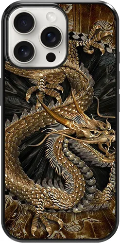 Vista 78 de Funda para iPhone Air - Funda de teléfono con patrón de dragón dorado chino - Funda de TPU con protección de absorción de impactos