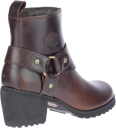 Vista 3 de Harley-Davidson Lalanne - Botas casuales de motocicleta con cremallera para mujer, tacón medio, 2-3 pulgadas Marrón