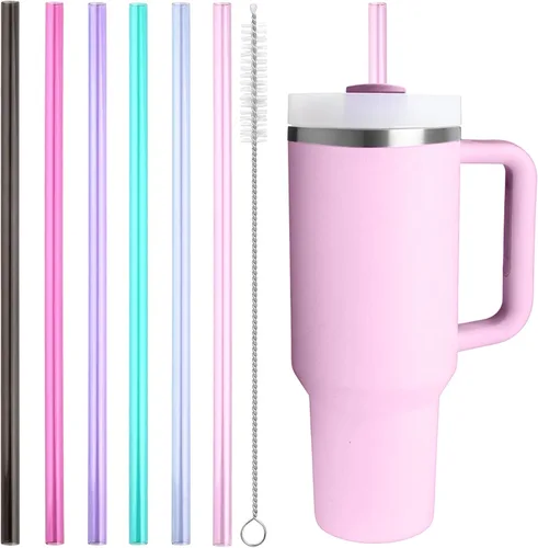 Vista 11 de Popote de repuesto compatible con Stanley Quencher de 40 onzas, vaso de 30 onzas, popotes reutilizables extra largos de 12 pulgadas para vasos de 40