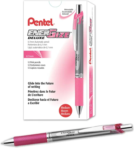Vista 3 de Pentel EnerGize - Portaminas (0.028 in), detalles azul cielo, caja de 12 (PL77S)
