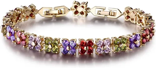 Vista 16 de GULICX - Pulsera de tenis con cristales de Swarovski y cristales redondos chapados en oro