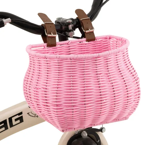Vista 10 de Cesta de bicicleta para niños, canasta delantera para bicicleta para niños, pequeña cesta de mimbre para niños y niñas, cesta pequeña de mimbre