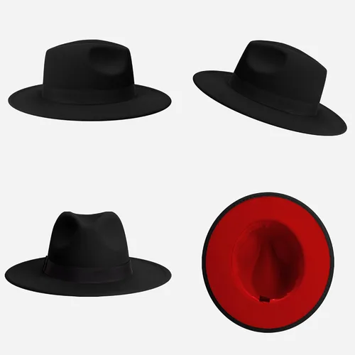 Vista 4 de Fedora clásica de ala ancha para mujeres y hombres, sombrero de Panamá de fieltro ajustable con banda