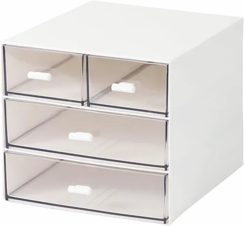 Vista 7 de MILULUGO Organizador de maquillaje con 4 cajones, organizador de escritorio, caja de almacenamiento de cosméticos para esmalte de uñas, lápiz