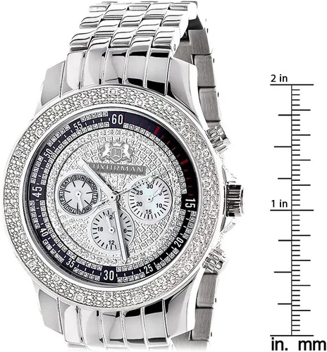Vista 5 de LUXURMAN Relojes de diamantes para hombre reloj Raptor con diamantes genuinos para hombre, caja de acero inoxidable de 0.25 ct, ACERO, Cronógrafo