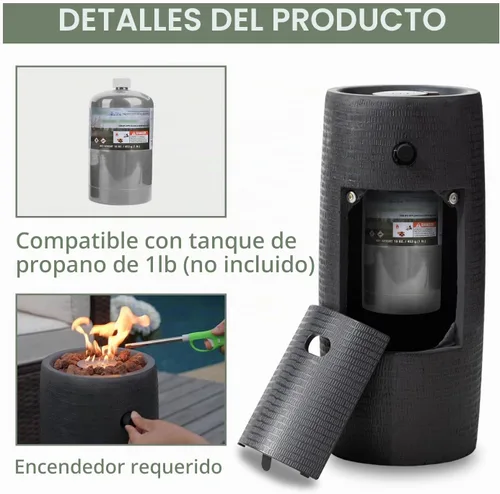 Vista 3 de COSIEST Mesa de Hoguera de Propano para Exteriores con Base Redonda Compacta de Piedra Ledge de 11 Pulgadas de Grafito, Certificada, 40,000 BTU Negro