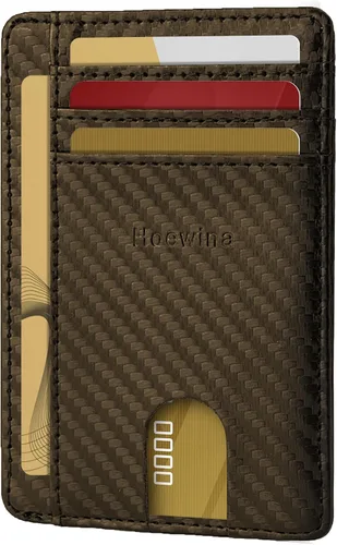 Vista 25 de Hoewina Cartera delgada para hombre, bolsillo frontal minimalista con bloqueo RFID, billetera de cuero delgada para tarjetas de viaje, regalos