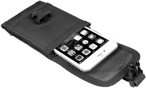 Vista 4 de Bolsa De Cintura De Nylon Táctica Para IPhone 11 Pro X XS Max XR 7 8 Plus 6 6S - Negro