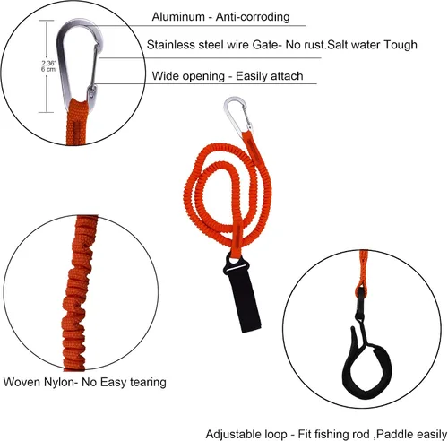 Vista 4 de YYST Correa de paleta naranja Paddle Holder Tool Lanyard - Sin paleta