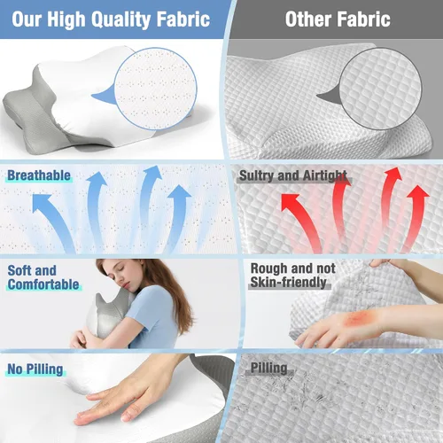 Vista 3 de TOPPURE Funda de almohada suave y fría solo para almohada cervical, funda de almohada para almohada cervical de espuma viscoelástica