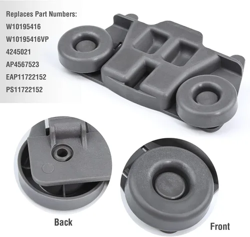 Vista 6 de AMI PARTS W10712394 Kit de ajustador de estante de lavavajillas y 4 unidades W10195416 Ruedas inferiores para lavavajillas Ruedas de rodillo