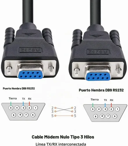 Vista 4 de DTech DB9 RS232 - Cable serie hembra a hembra, cable de módem nulo, línea cruzada TX/RX para comunicación de datos (6 pies, negro)