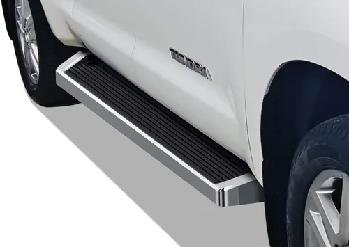 Vista 8 de Estribos iBoard para 2007-2017 Toyota Tundra Double Cab Pickup 4-Door, Negro Aluminio negro