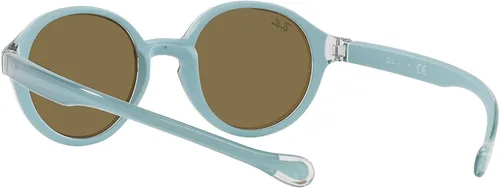 Vista 6 de Ray-Ban Junior RJ9075s - Gafas de sol redondas para niños, Azul claro sobre goma Azul claromarrón oscuro