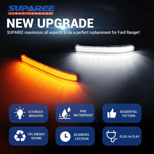 Vista 5 de SUPAREE Luces LED Switchback de Señal de Giro para Espejo Lateral Compatibles con Ford F150 2009-2014 2010-2014 Raptor, Lente Ahumado Ámbar