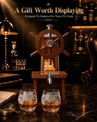 Vista 3 de Jillmo Juegos de decantadores de whisky para hombres, decantador de licor de 42.3 fl oz, regalos para hombres