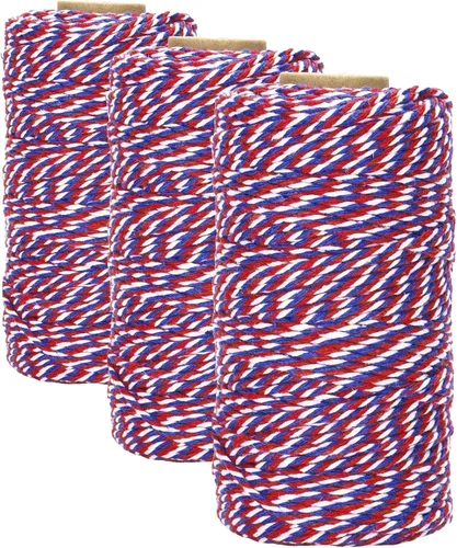 Vista 26 de jijAcraft Cordel de Hilo Blanco y Negro, 328 Pies de Cordel de Panaderos de Navidad, Cuerda de Empaque Resistente de 2MM para Manualidades DIY