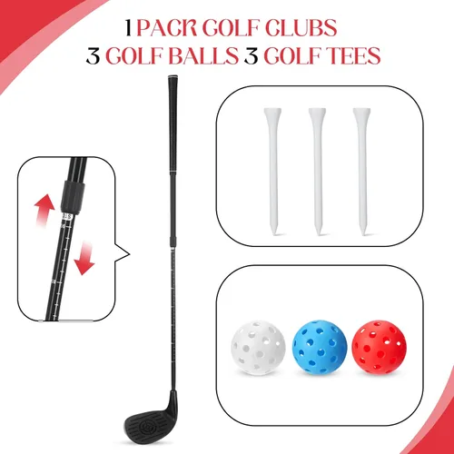 Vista 2 de Realspring Juego de palos de golf ajustables para patio trasero, palos de astillado de plástico, bolas de plástico para exteriores, interiores