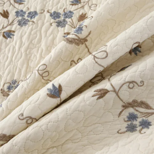 Vista 97 de Mixinni - Juego de colcha reversible de 2 piezas, tamaño individual, color beige, con patrón bordado elegante, juego de edredón y funda de almohada
