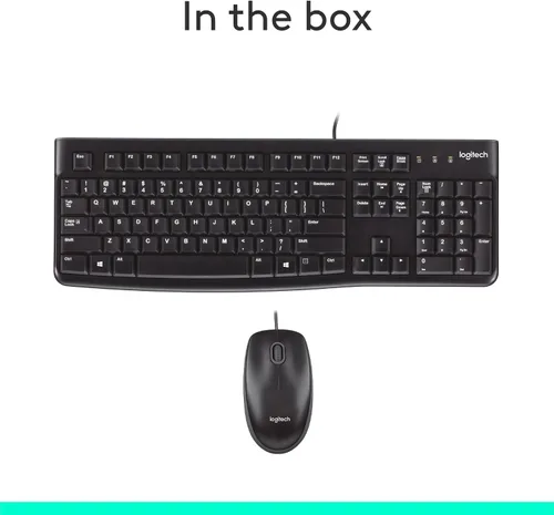 Vista 9 de Logitech MK120 – Combo de teclado y ratón con cable para Windows, ratón óptico con cable, tamaño completo, USB, compatible con PC, portátil - Negro