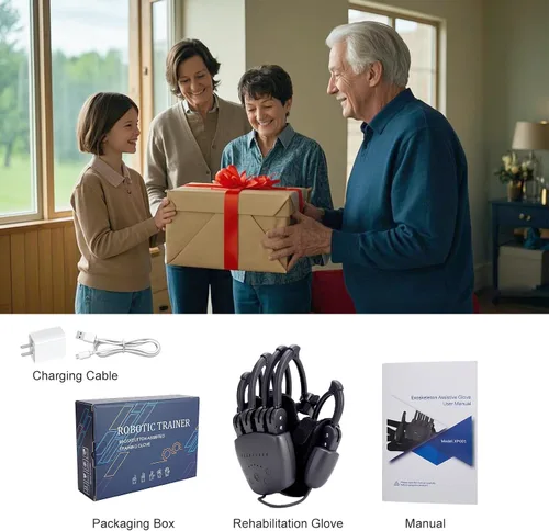 Vista 7 de Guantes de robot de rehabilitación mejorados para recuperación de hemiplejia cerebral, guante robótico portátil para rehabilitación de accidentes