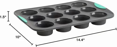 Vista 7 de Trudeau Structure - Molde de silicona para magdalenas, 12 tazas, silicona flexible con forro duro para mantener la forma, antiadherente, sin BPA