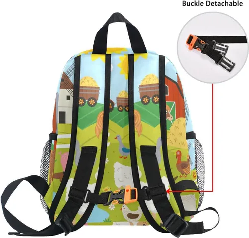 Vista 5 de Glaphy Mochila personalizada con nombre para niños, animales de granja, vaca, llama, caballo, cerdo, caricatura, mochila para niños y niñas pequeños