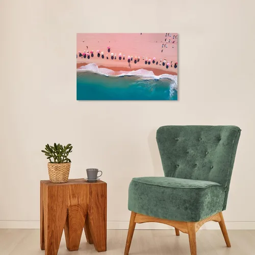 Vista 4 de Wynwood Studio Lienzo envuelto contemporáneo náutico y costero, playa de arena rubor, arte de pared para sala de estar, dormitorio y baño, 24 x 16