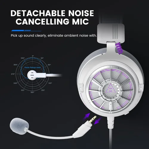 Vista 13 de EKSA Auriculares para juegos con micrófono para PS5 PS4 PC Switch Xbox One, auriculares sobre la oreja con micrófono desmontable con cancelación
