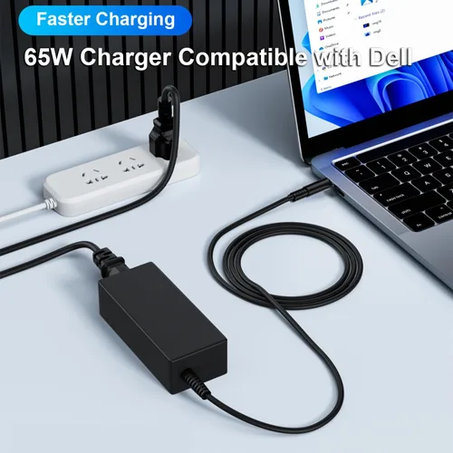 Vista 5 de Cargador para portátil de 65 W/45 W compatible con Dell Inspiron P69G P25T P24T P51F P89G 3583 5566 5559 3585 5593 5567 3590 5555 5570 Latitude 3310
