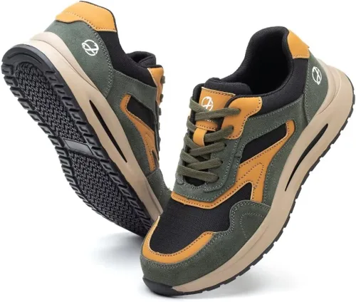 Vista 3 de Zapatos de punta de acero para hombre, zapatos de trabajo ligeros, cómodos, a prueba de pinchazos, zapatos de seguridad para uso industrial