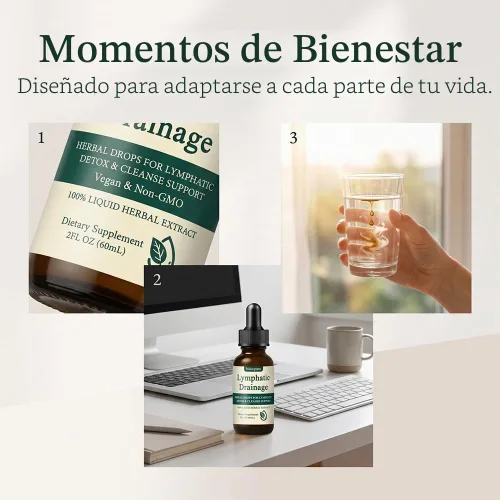Vista 6 de Gotas de drenaje linfático, suplementos de drenaje linfático, apoyo del sistema linfático de mezcla de hierbas, drenaje linfático, vegano y sin OMG