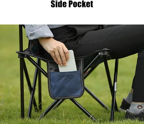 Vista 6 de Silla de camping plegable portátil para exteriores, capacidad de 330 libras con respaldo