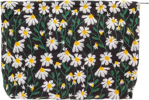 Vista 68 de Pazimiik Bolsa de maquillaje floral, grande, de algodón, con cremallera para bolsa de viaje, organizador de maquillaje de lona para mujeres