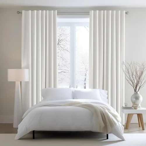 Vista 2 de COTTON CRAFT Cortina Blanca - Panel de Ventana - Juego de 2 Cortinas - Grueso Telar de Pato de Algodón Reversible con Pestaña Superior para Ventana