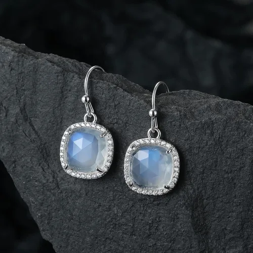 Vista 3 de Aretes colgantes de piedras preciosas naturales, chapados en oro de 14 quilates, aretes colgantes de piedra preciosa natural de 0.394in, aretes