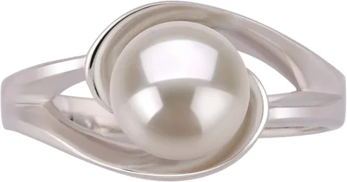 Vista 3 de Anillo de perlas cultivadas de plata de ley 925 con calidad AAA de 0.236-0.276in, color blanco claro para mujer, Plata de ley 925