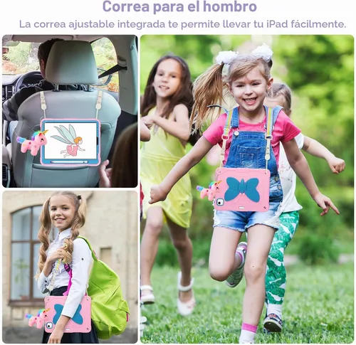 Vista 3 de Funda para iPad Air de 5ª/4ª generación con protector de pantalla, funda para iPad Pro de 11 pulgadas, correa de soporte de mariposa, lindas