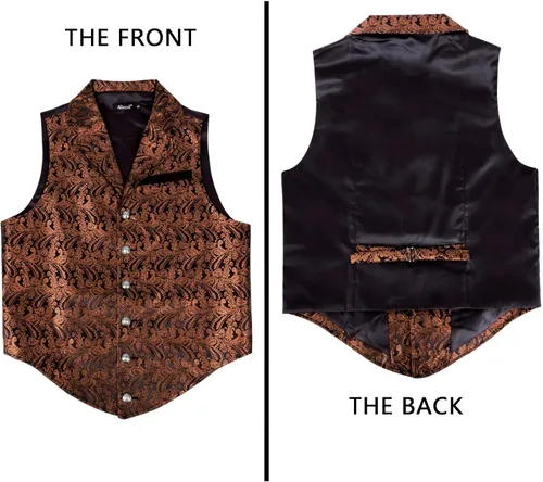 Vista 3 de Alizeal Chaleco de traje de cachemira para hombre, chaleco gótico steampunk floral victoriano